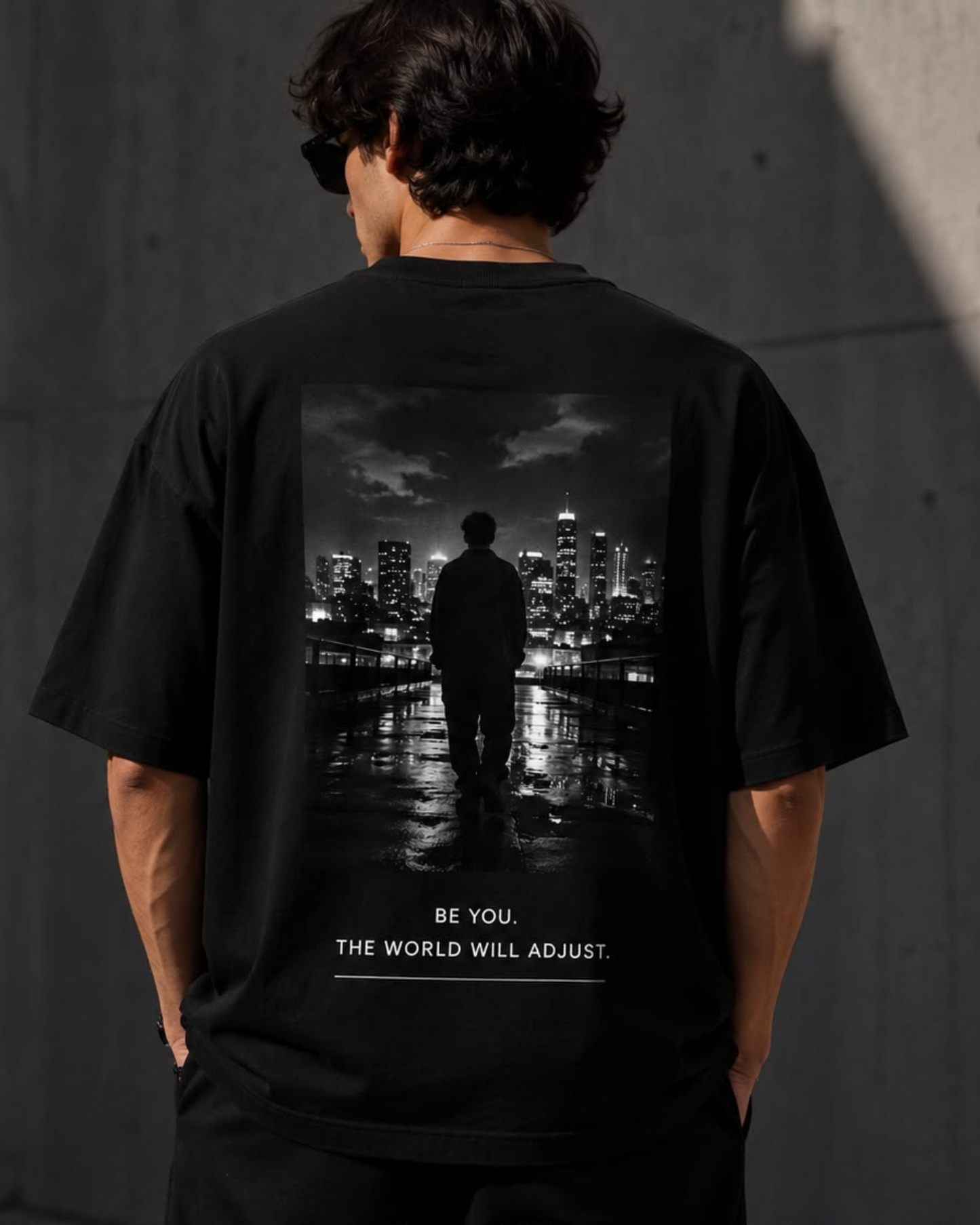"City Lights" Skyline Graphic Oversized Tee